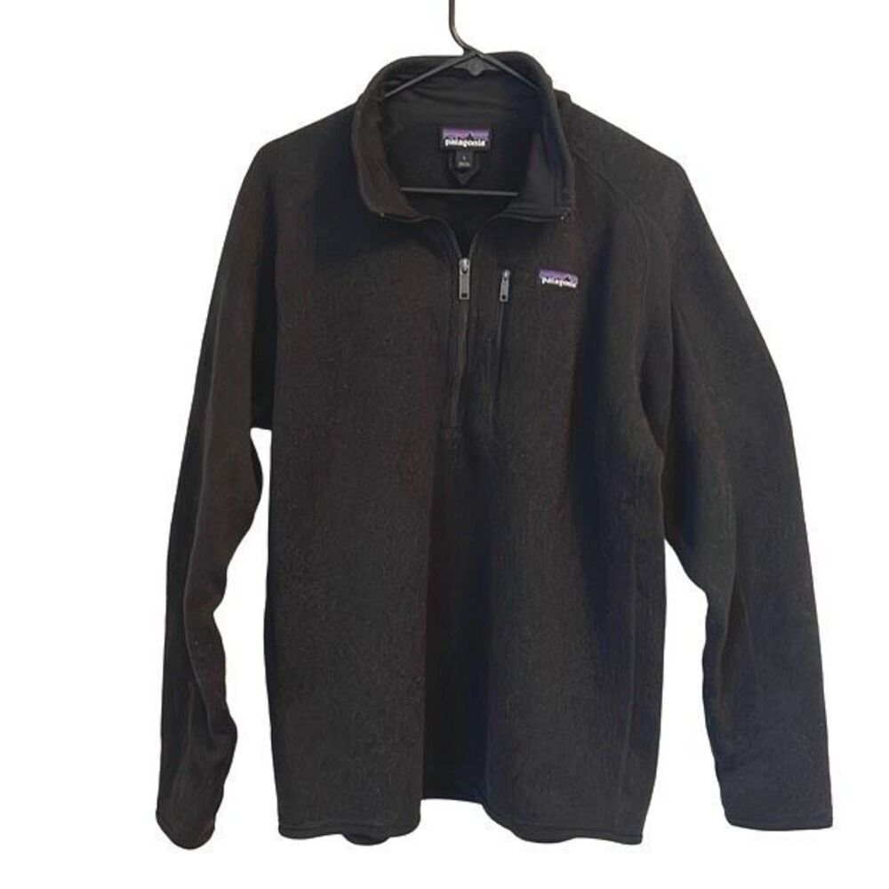Patagonia Mens 1/4 Zip Fleece Lined Raglan Sleeve Better Sweater Black Charcoal
